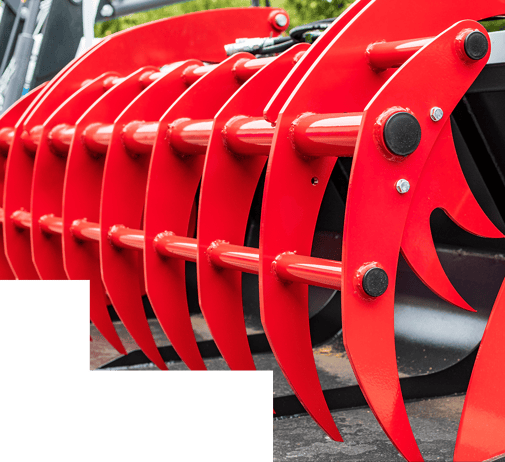 Red agricultural equipment closeup 