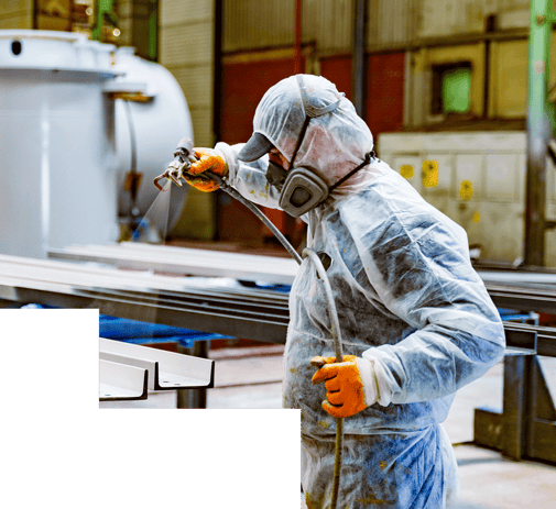 paint coater with safety equipment on
