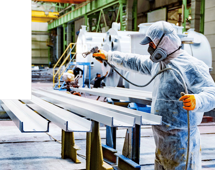 worker painting metal beams