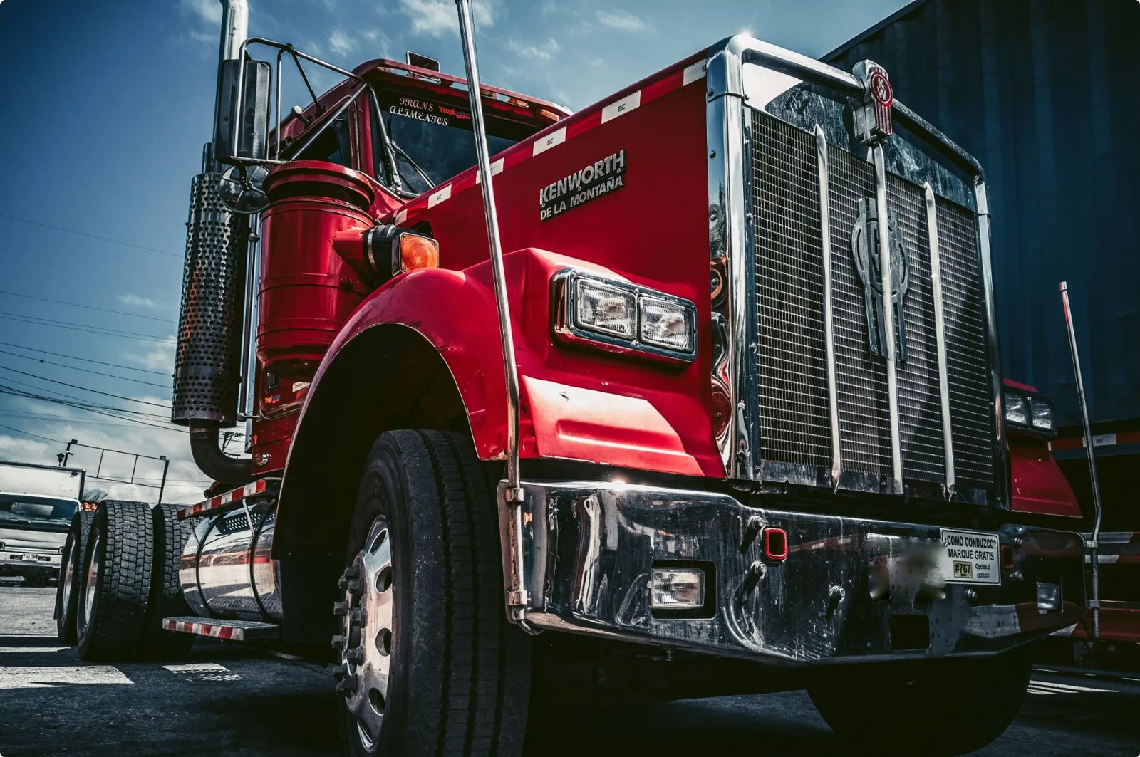 Red Kenworth semi cab